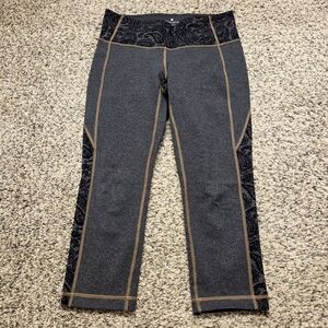 Women's Gray and Black Paisley Trim Pants